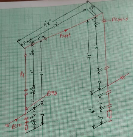 The pipe names and dimensions to extract are