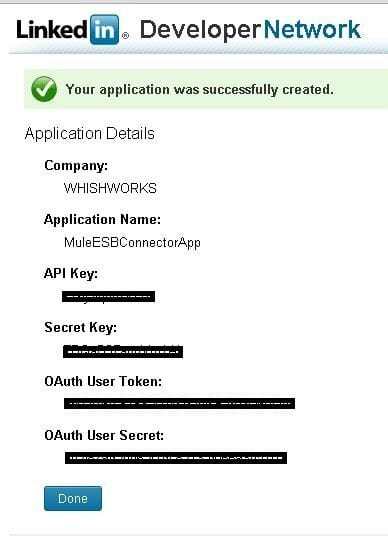 Integration with LinkedIn using Mule ESB, LinkedIn API Details